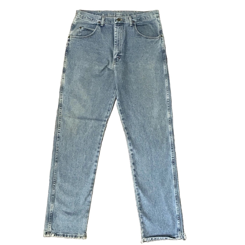 Wrangler Blues Mens Jeans 36x36 Light Wash Straight Leg 100% Cotton Mexico